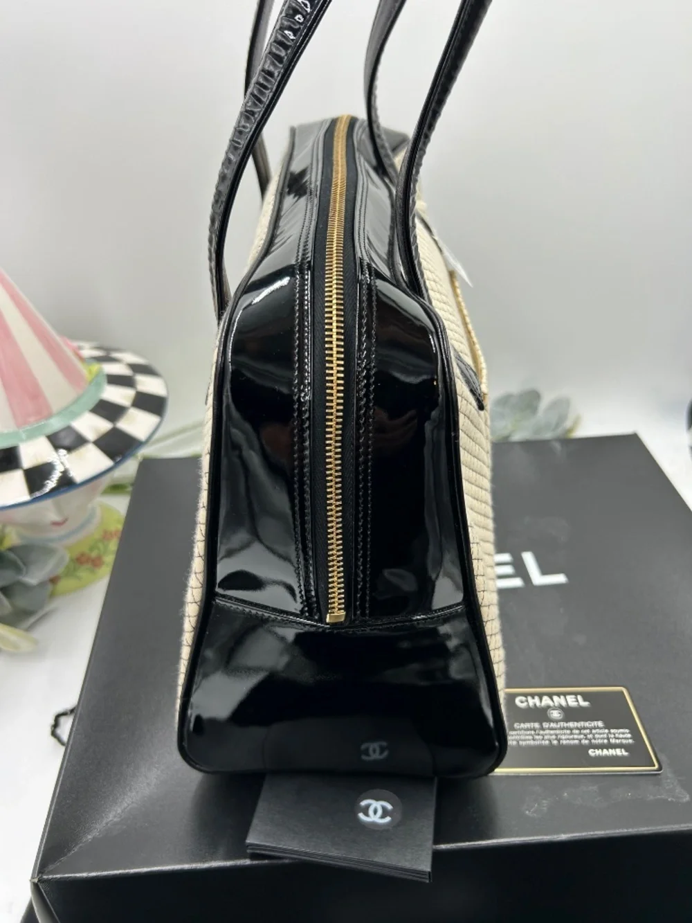 Women’s Chanel Quilted CC Bowling Bag  Vintage Karl Lagerfeld Collection.